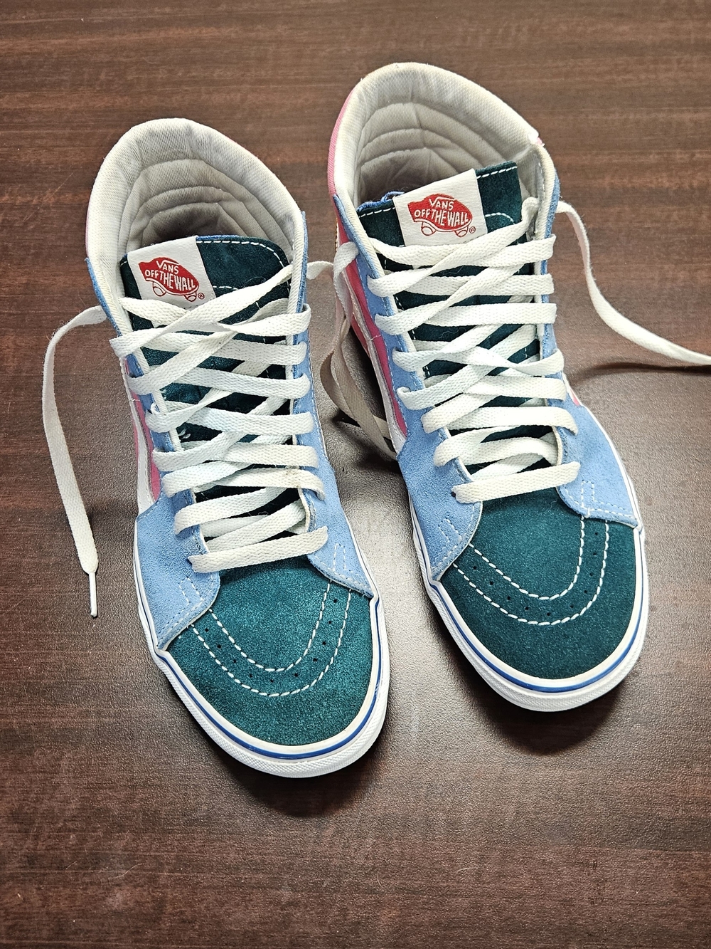 Vans High-Top Suede/Canvas Sneakers - Teal, Light Blue, Pink